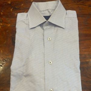 David Donahue dress shirt. 15.5, 34-35. Blue check.